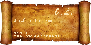 Orsós Liliom névjegykártya